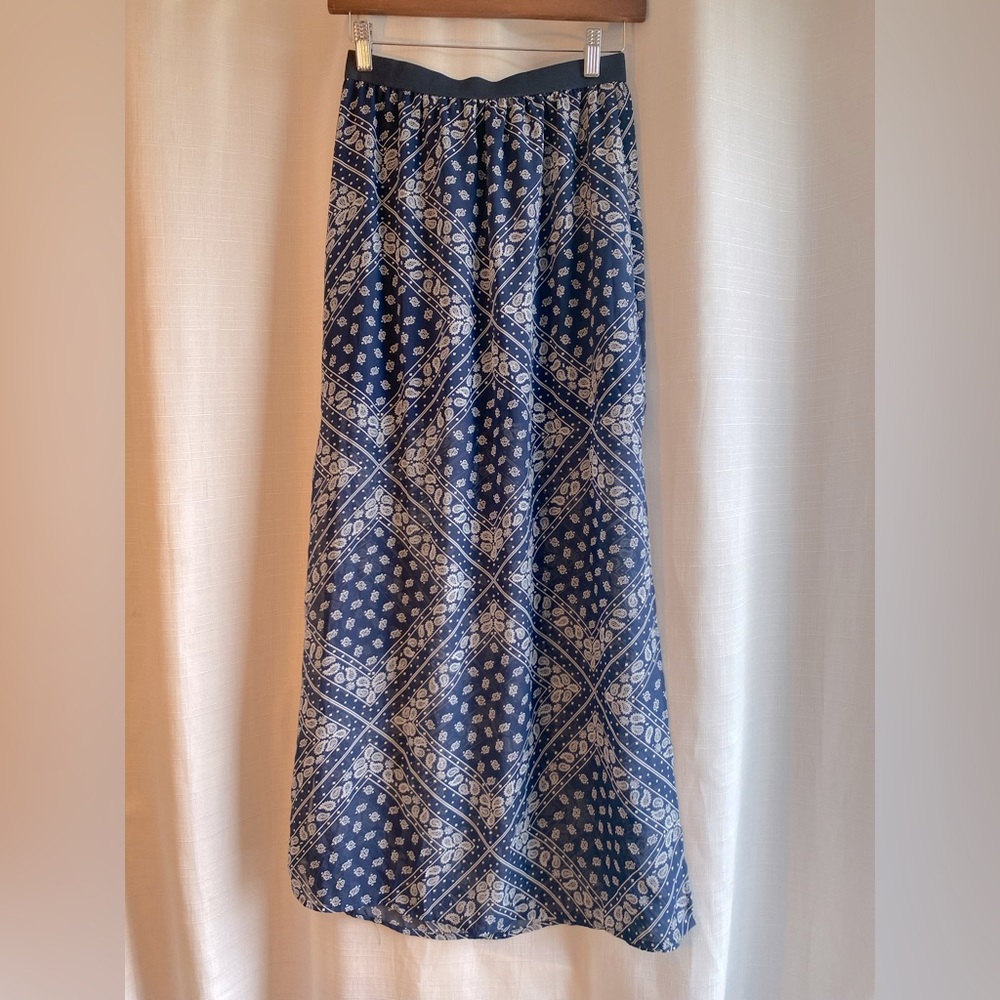 Blue paisley long skirt